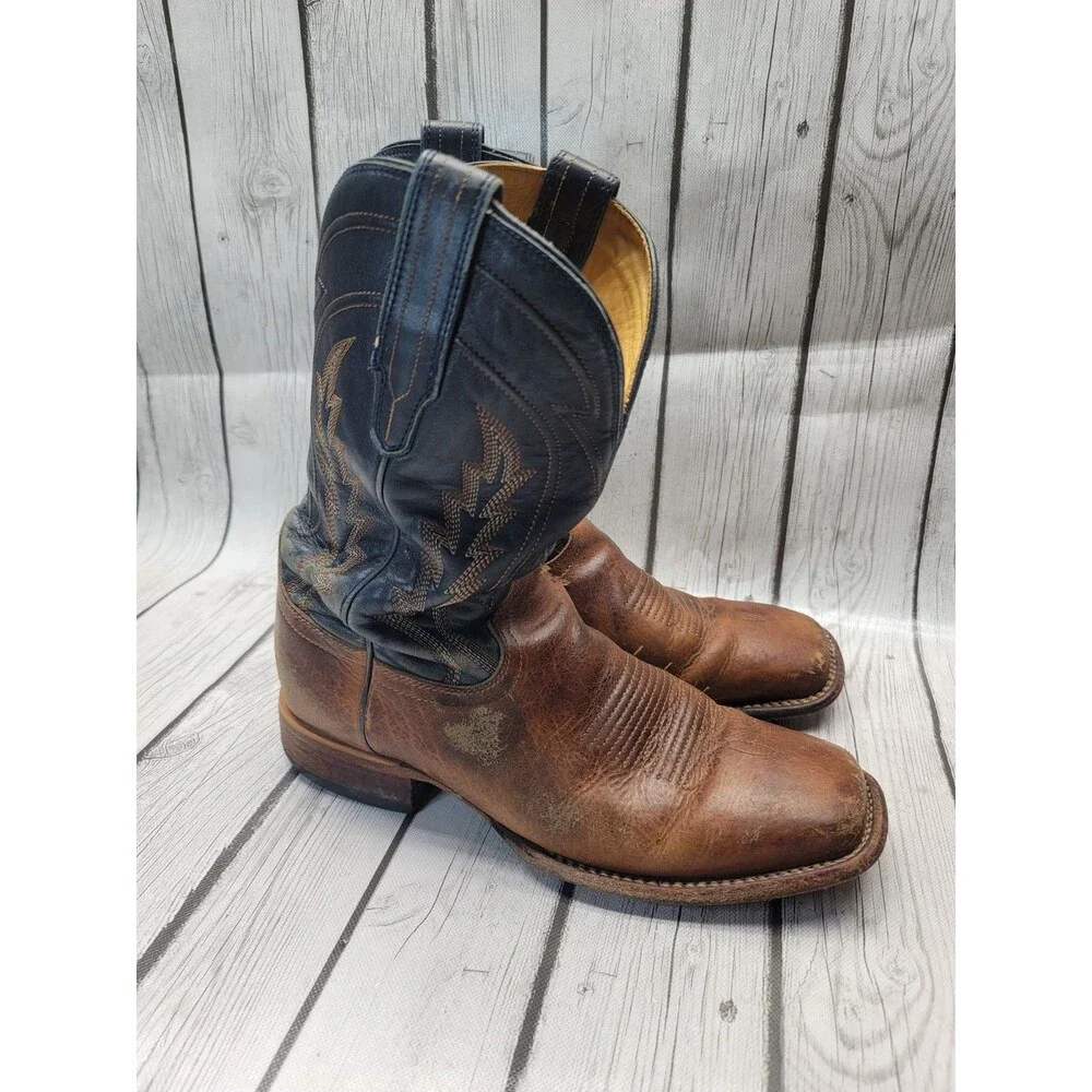 Tecovas The Doc Tan Blue Bison Cowboy Boots Western Men's 10.5 Read Description